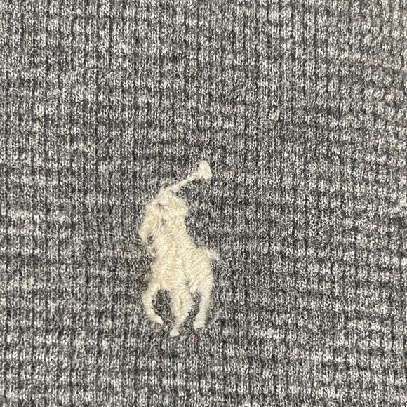 Polo Ralph Lauren Mens Thermal Shirt 2XL Gray V Neck Long Sleeve Pullover Logo - Picture 2 of 8